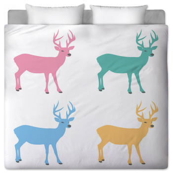 Feelyou Full Size 3D Elk Printed Duvet Cover Set Soft 3 Pieces Deer with Antlers Bedding Set Decorative Men and Women Microfiber Polyester Comforter Cover Set with Zipper Closure 