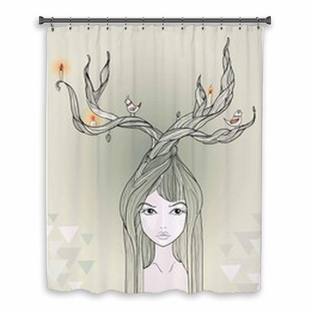 Deer Girl Custom Size Shower Curtain