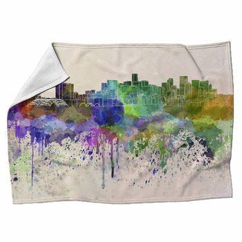 Denver Skyline In Watercolor Background Fleece Blanket