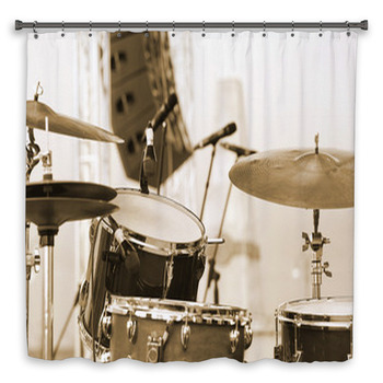 Detail Of A Drum Set On Stage  Custom Size Shower Curtain