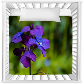 Detail Of Purple Flowers Baby Crib Comforter