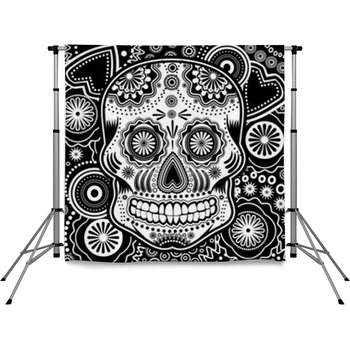 Dia De Los Muertes Sugar Skull Pole Pocket Backdrop
