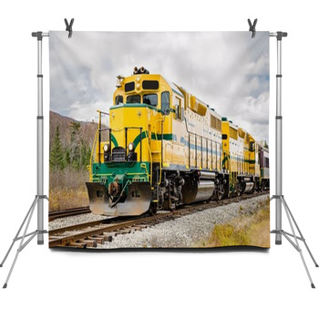 Diesel Locomotive And Cloudy Sky Fleece Backdrop