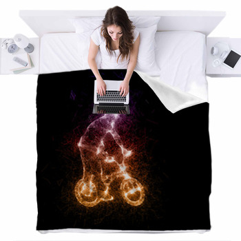 Digital BMX Fire Fleece Bed Blanket