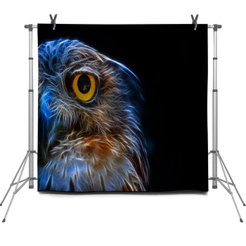 Digital Fantasy Drawing Of An Owl Fleece Backdrop