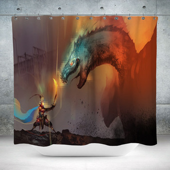 Digital Illustration Painting  Custom Size Shower Curtain