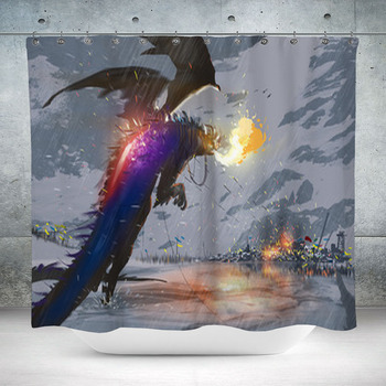 Digital Illustration Painting  Custom Size Shower Curtain