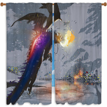 Digital Illustration Painting  Custom Size Window Curtain
