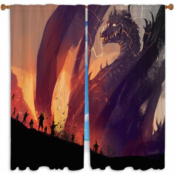 Digital Illustration Painting  Custom Size Window Curtain