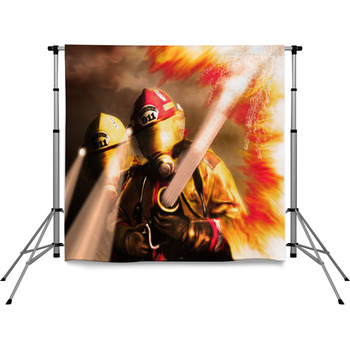 Digital Painting Of Firefighters Pole Pocket Backdrop