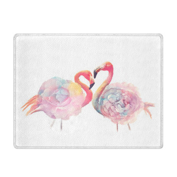 Digital Painting Of Pink Flamingo Birds With Bath Mat
