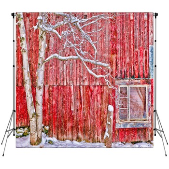 Digitally Altered Red Barn Custom Size Backdrop