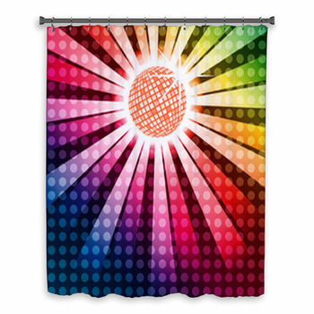 Discoball With Funky Rainbow Custom Size Shower Curtain