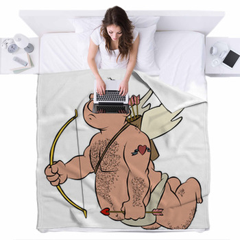Disgruntled Cupid Fleece Bed Blanket