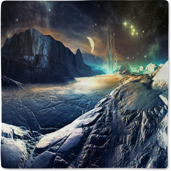 Distant View Of Futuristic Aiien City On Baby Blanket