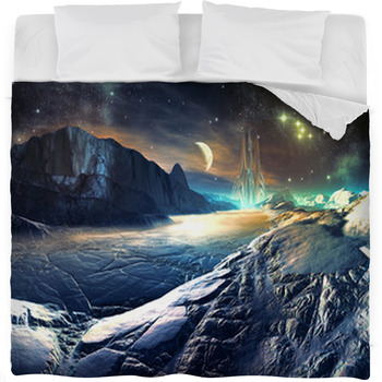Distant View Of Futuristic Aiien Fleece Bed Blanket
