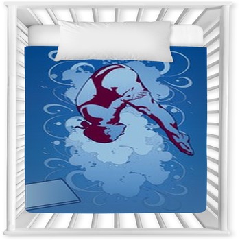 Diving Athlete Baby Crib Comforter