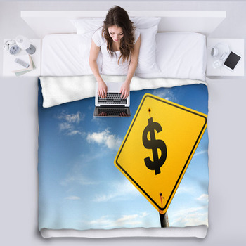 Dollars Ahead. Yellow Traffic Sign. Fleece Blanket