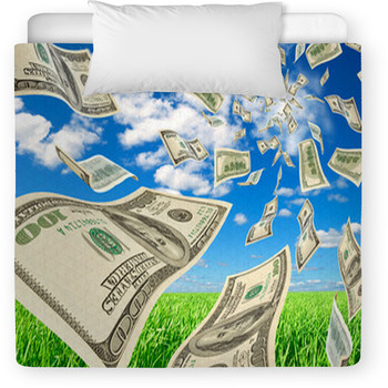 Dollars On Background Sky And Herbs. Toddler Comforter