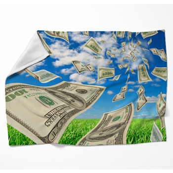 Dollars On Background Sky And Herbs. Woven Throw Blanket