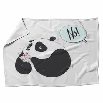 Doodle Panda Cute Cartoon Happy Birthday Fleece Blanket