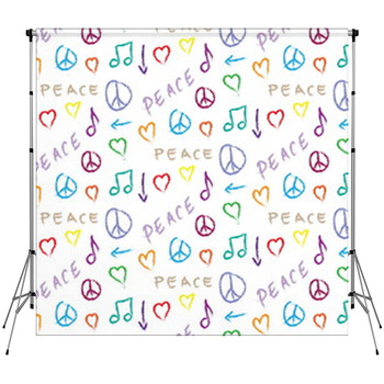 Doodle Pattern Grunge Peace Love And Fleece Backdrop