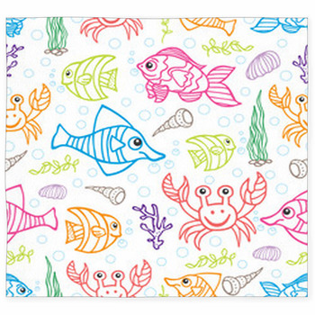 Doodle Seamless Pattern Sea Life Custom Size Floor Mat