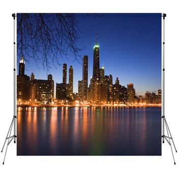 Downtown Chicago Fleece Backdrop