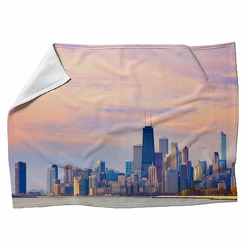 Downtown City Skyline Of Chicago At Dawn Fleece Blanket