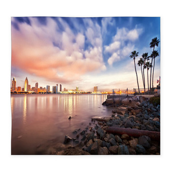 Downtown San Diego At Night Custom Size Floor Mat