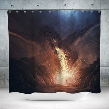 Dragon Breathing Fire Custom Size Shower Curtain