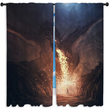 Dragon Breathing Fire Window Curtain