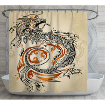 Dragon Doodle Sketch Tattoo Icon Tribal Shower Curtain