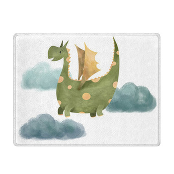 Dragon Flying On The Sky With Clouds Hand Drawn  Bath Mat