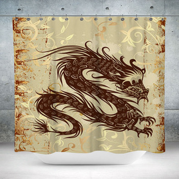 Dragon On Paper Grunge Custom Size Shower Curtain