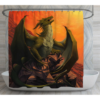 Dragon On The Rock Shower Curtain