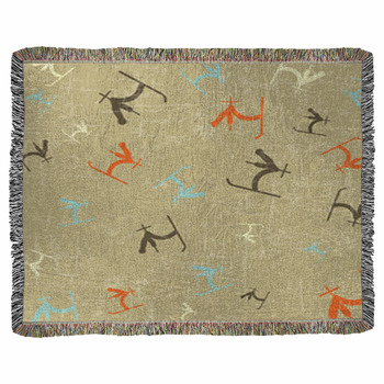 Drawing Ski Sport Background Woven Throw Blanket