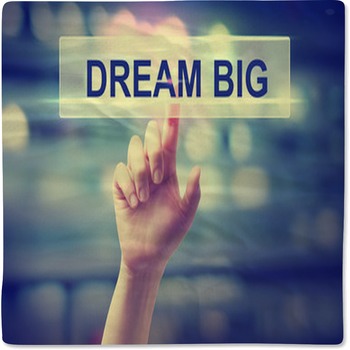 Dream Big Concept With Hand Pressing A Baby Blanket
