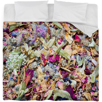 Dried Flowers And Leaf Background. Fleece Bed Blanket