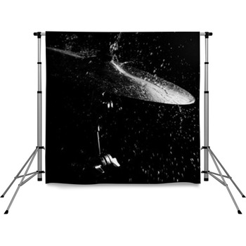 Drums Plate Under Water Drops Pole Pocket Backdrop