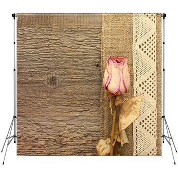 Dry Rose  On The Wooden Background Custom Size Backdrop