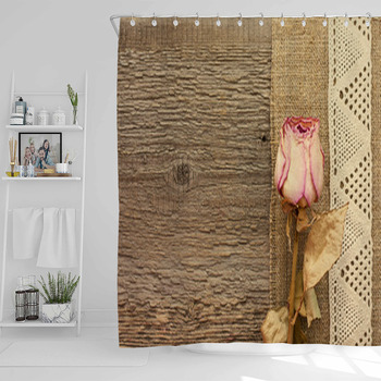 Dry Rose  On The Wooden Background Shower Curtain