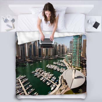 Dubai Marina Fleece Blanket