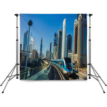 Dubai Metro. A View Of The City Pole Pocket Backdrop