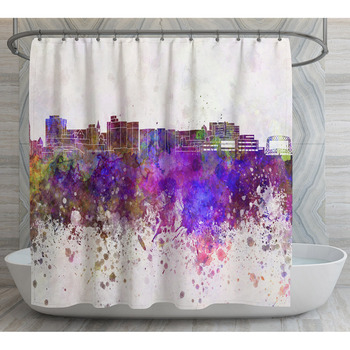Duluth Skyline In Watercolor Background Shower Curtain