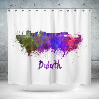 Duluth Skyline In Watercolor Custom Size Shower Curtain