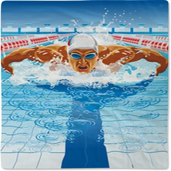Dynamic And Fit Swimmer In Cap Breathing Baby Blanket