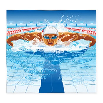Dynamic And Fit Swimmer In Cap Custom Size Floor Mat