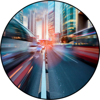 Dynamic Street In Modern City Round Rug