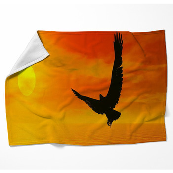Eagle By Sunset - 3D Render Woven Throw Blanket